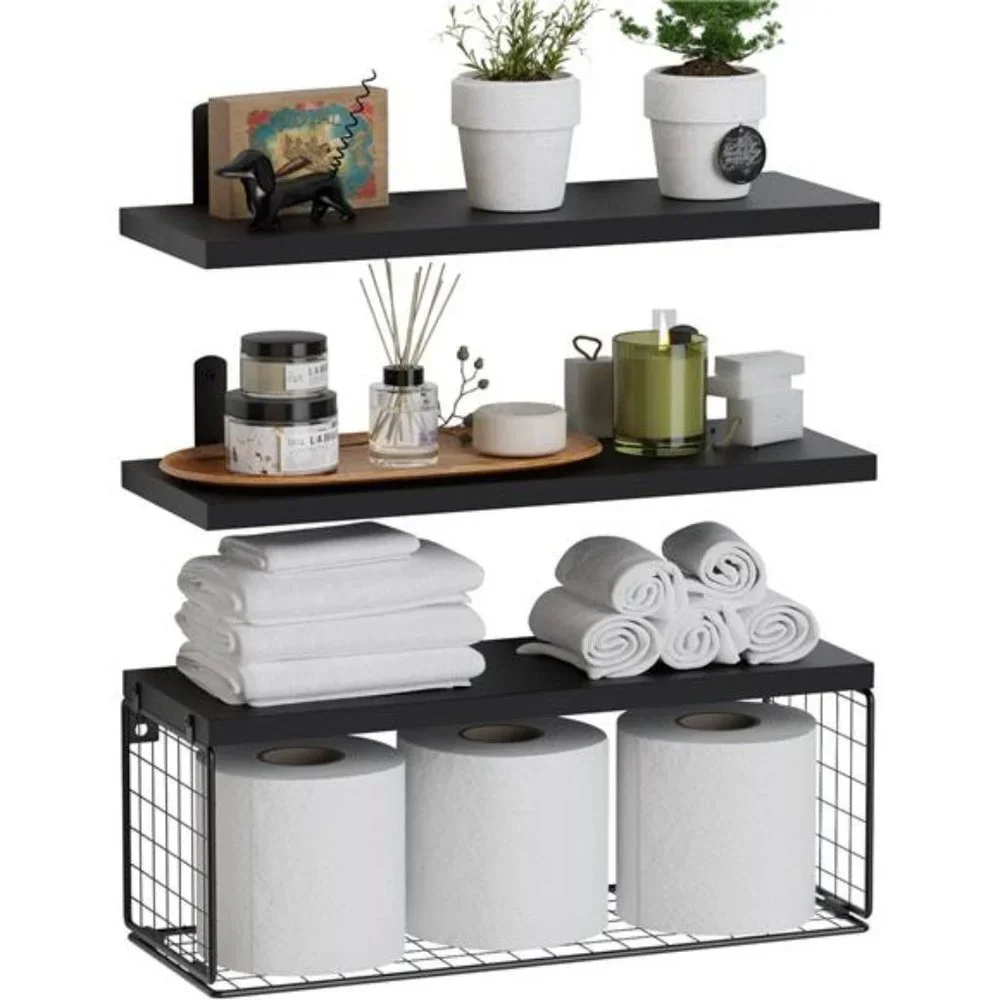 Floating Shelves Wall Mounted, Rustic Wood Bathroom Shelves Over Toilet